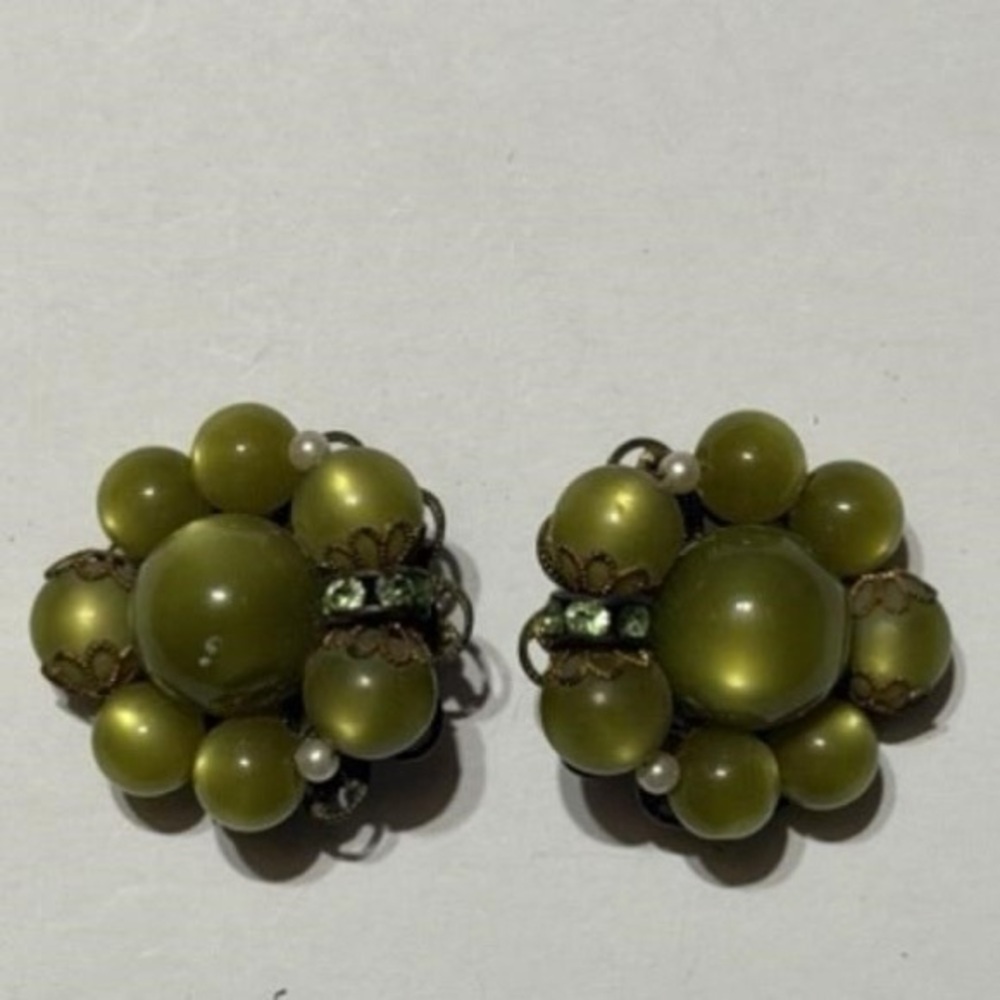 Antique Clip On Earrings, Over 1 inch in height